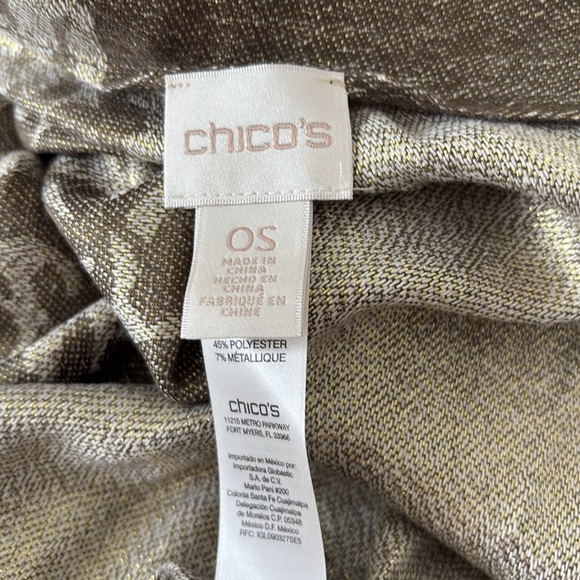 Chico's Metallic Gold and Sage Green Scarf - Picture 2 of 8